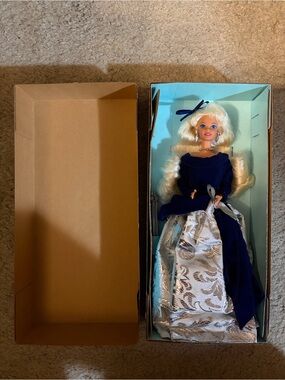Winter Velvet Barbie in Navy Blue and Silver Gown
